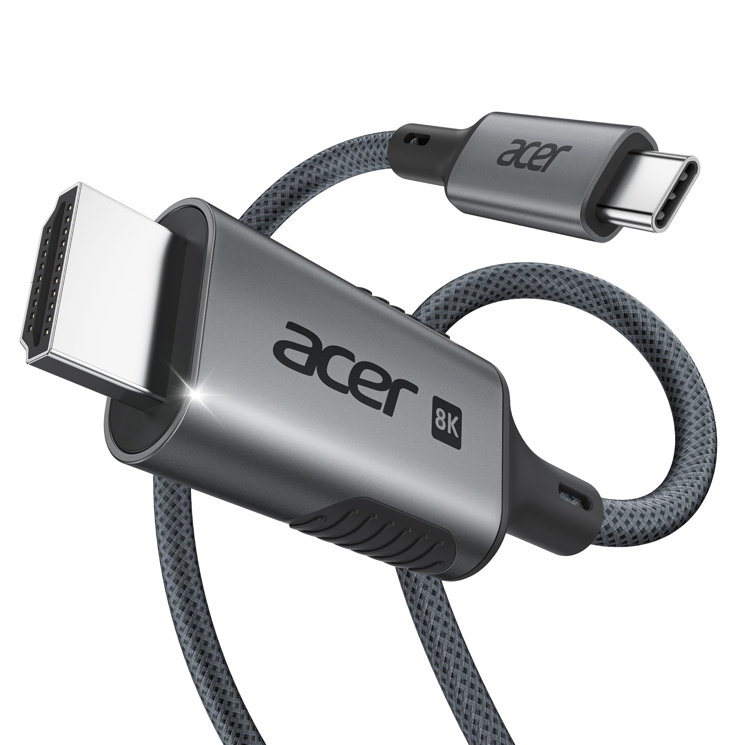 Acer Kabel USB-C do HDMI 2.1 2m (8K@60Hz,4K@240/144/120Hz)Thunderbolt 3 4 5 | Adapter HDMI Typu C, HDR10+, DHCP 2.3, Kompatybilny z iPhone 15/16/17 Pro, MacBook iPad Pro/Air, iMac, Surface, S26, XPS