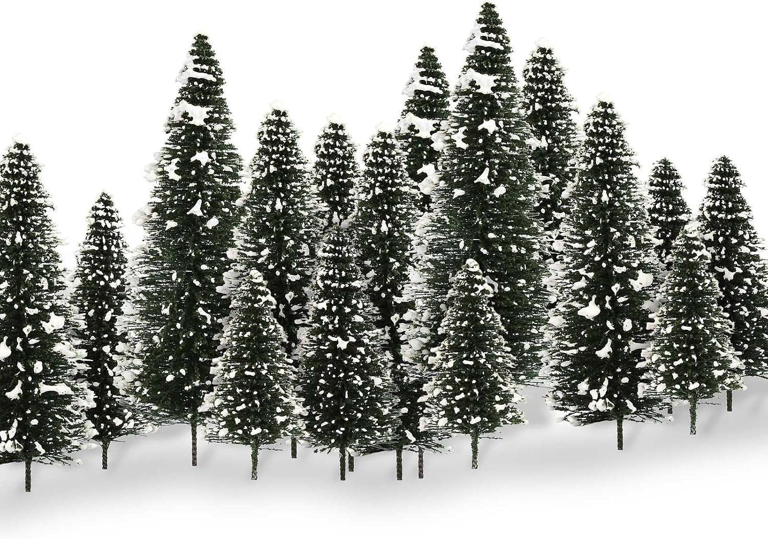 40PCS Model Cedar Trees with Snow 2.05-4.96 inch (52-126 mm) for Diorama Train Railway Winter Scenery Landscape Layout HO OO N Scale (Mixed Sizes-40PCS)