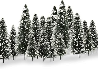 40PCS Model Cedar Trees with Snow 2.05-4.96 inch (52-126 mm) for Diorama Train Railway Winter Scenery Landscape Layout HO OO N Scale (Mixed Sizes-40PCS)