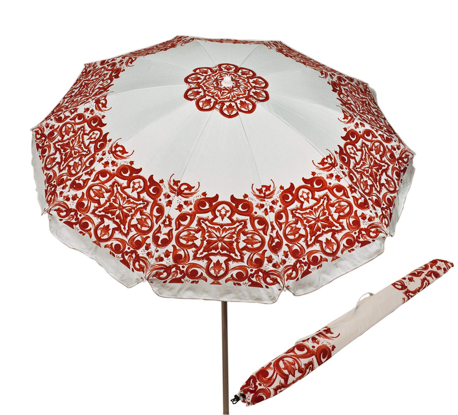 Ombrellone Spiaggia Giardino Bianco Maioliche Kalat 50020 (Rosso)