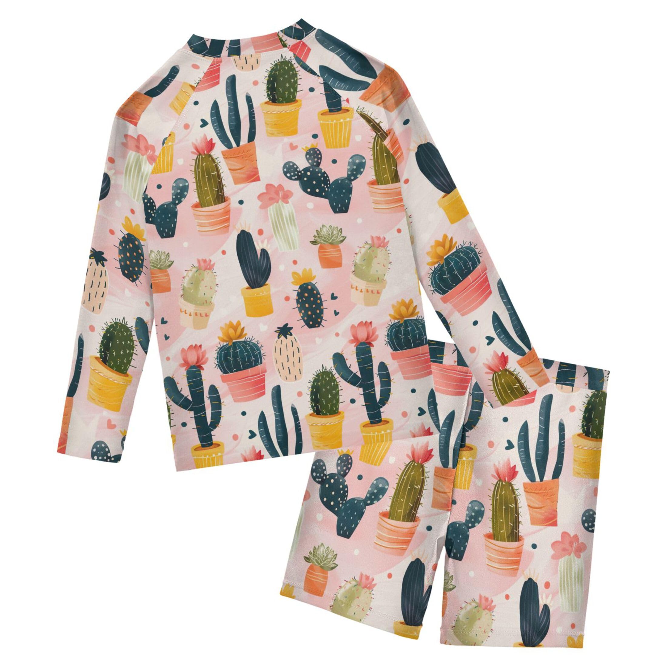 Cactus Boys Rash Guard Swimsuits Set for Boys 2 Piece Long Sleeve Swim Shirts Bathing Suits with Trunks B0403575