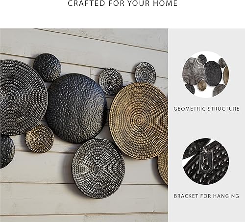 Miniatura 4 de Signature Design by Ashley Emsley - Decoración de pared de metal ecléctico de 44 x 22 pulgadas, acabados metálicos, estilo contemporáneo, moderno y