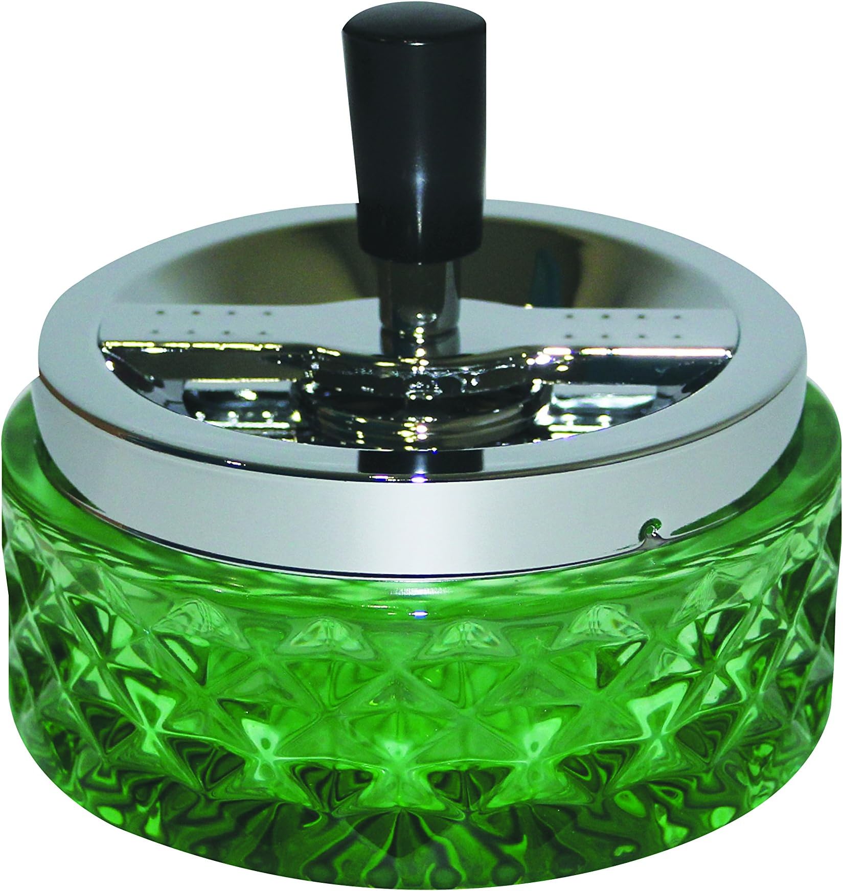4.75" Vintage Push Down Glass Spinning Ashtray ~ Choose Your Own Color (Green)