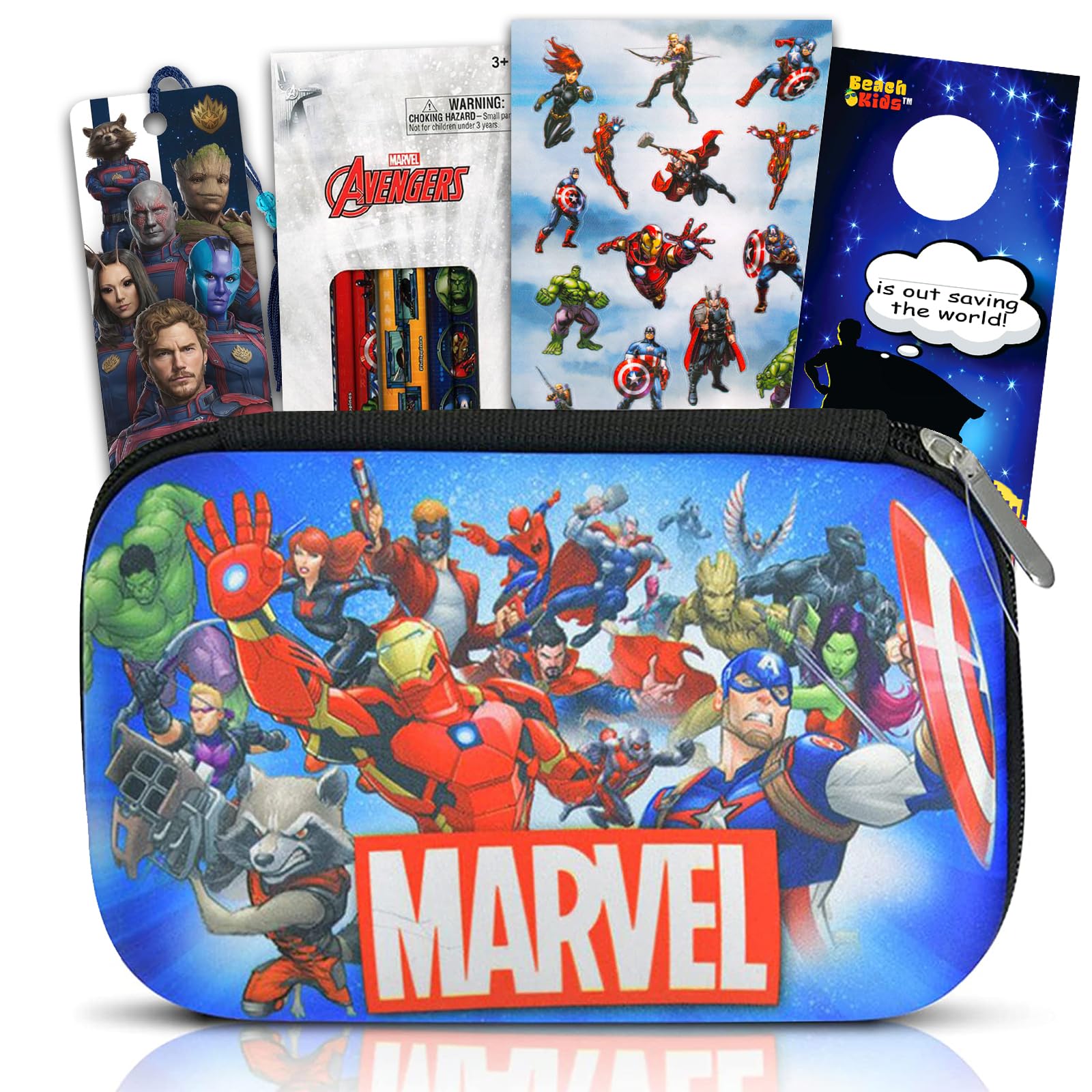 Marvel Avengers School Supplies Bundle for Kids, Boys - Avengers Pencil Holder with Stickers and More | Avengers School Set (Superhero Back to School Set)
