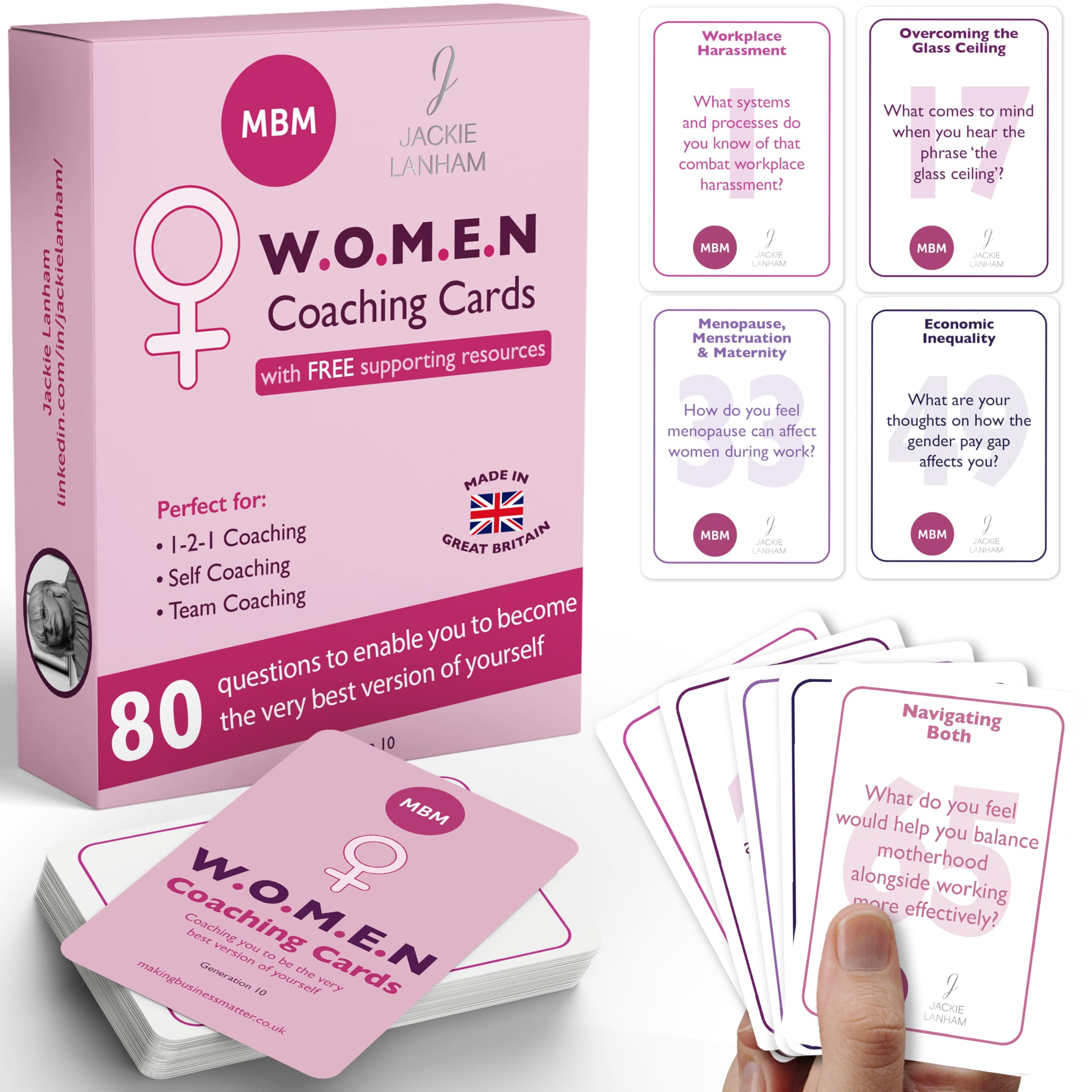 MBM Personal Growth & Mindset Coaching Cards (Women) – 80 Prompts for Confidence, Self-Discovery & Empowerment | Flash Cards for Coaching, Therapy & Personal Growth