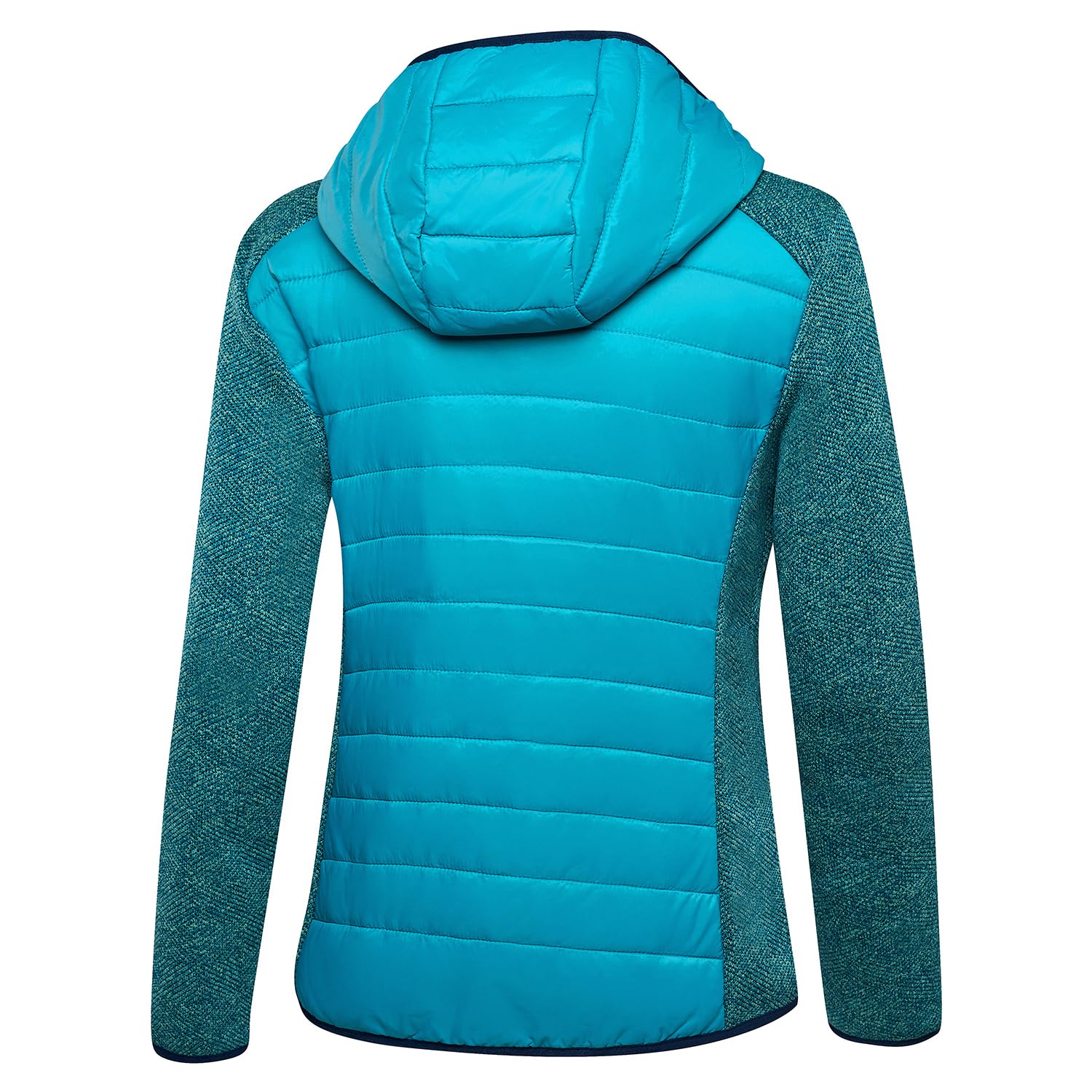 Black Crevice Damen Hybridjacke mit Kapuze I leichte, elastische Funktionsjacke im Strickdesign I Winddicht, wasserabweisend & atmungsaktiv – für Outdoor, Wandern & Wintersport