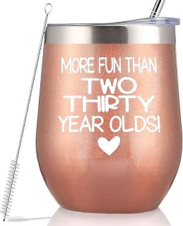 More Fun Than Two Thirty Years Old-Funny 60th Birthday Gift fo Women Mom Grandma Coworker Boss Sister Friends Teacher Nurse-Sixtieth Birthday-60 Years Old Gift-12oz Rose Tumbler Coffee Cup Mug