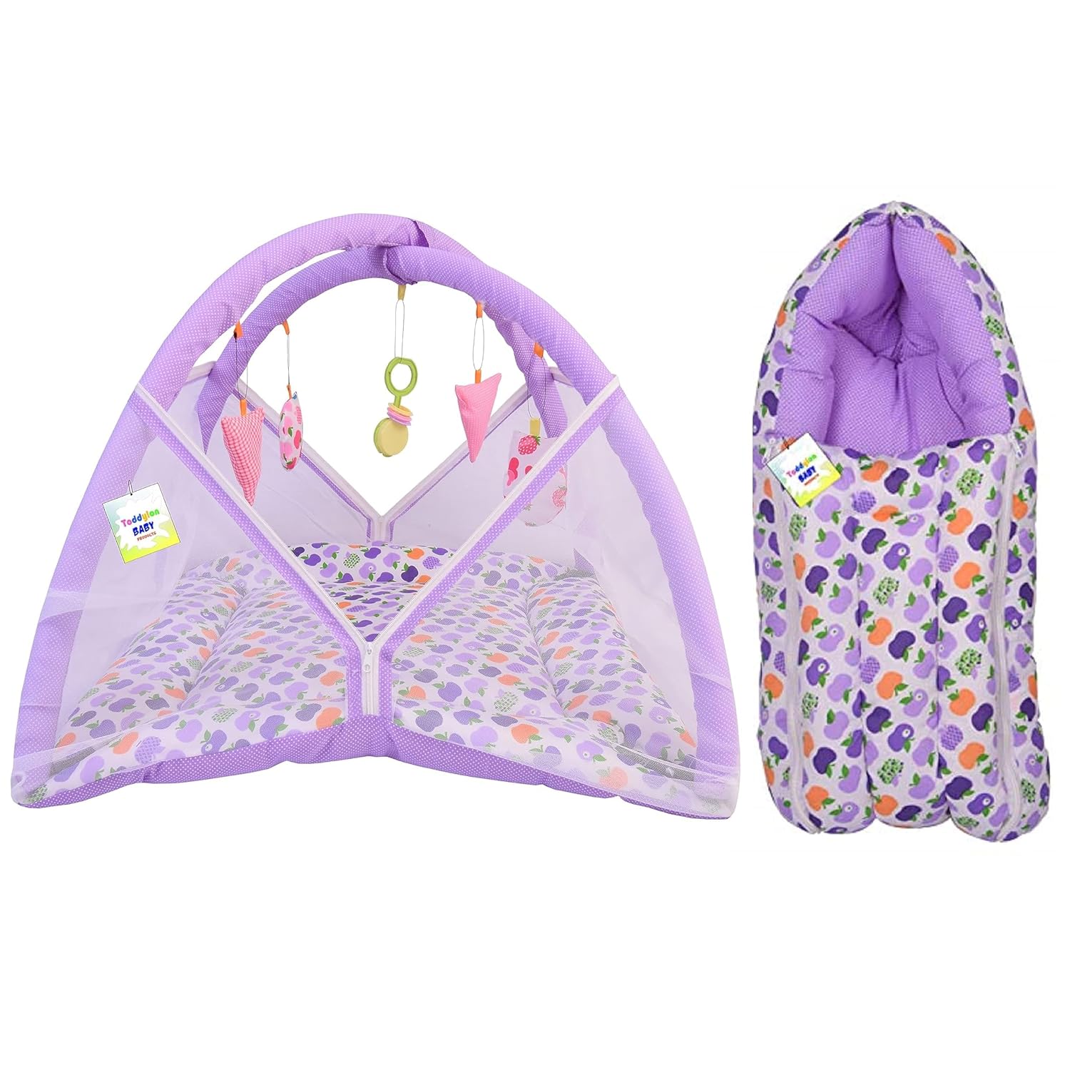 Toddylon Baby Play Gym New Born Baby Bedding | Mat with Hanging Toys | Mattress with Mosquito Net | Cotton Playing Mat | P... - Review, Price and Buying Guide