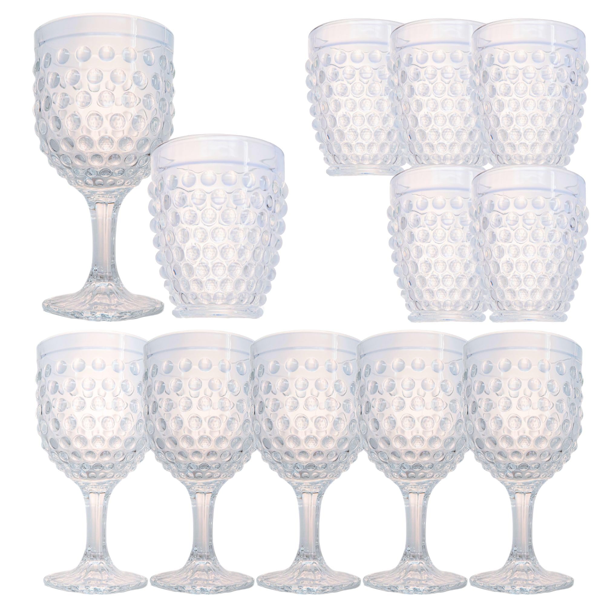 NAMAI - Set 6 Bicchieri Vetro Acqua + 6 Calici Vino Particolari, 270 ML, Resistenti, Adatti in Lavastoviglie e Microonde, Bicchieri Acqua Vetro, Set Calici Vino, Idea Regalo