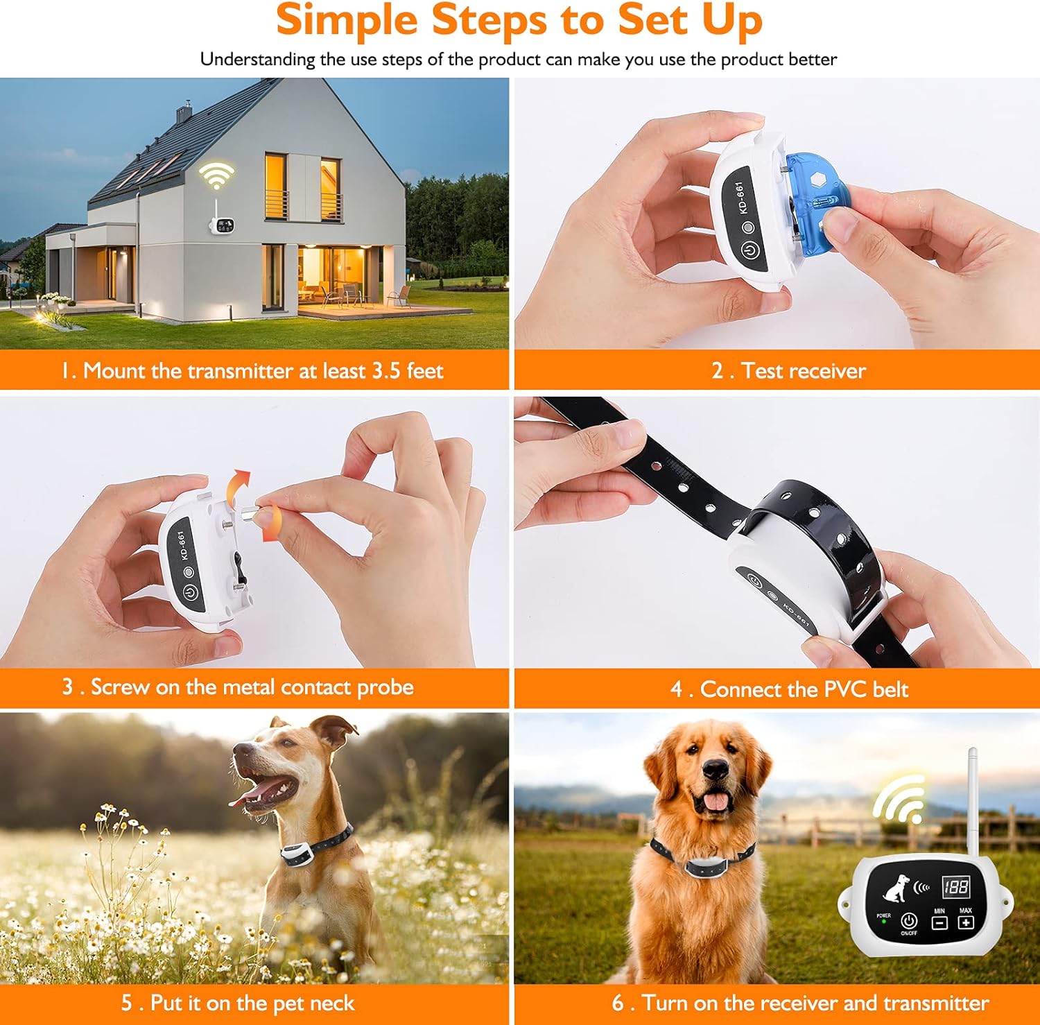 Wireless Dog Fence,2022 Electric Fence System for Stubborn Dog,Wireless Dog Boundary Containment System,Rechargeable Training Collar,Large Signal Range of 80-1640ft,Suitable for Large & Small Dogs : BHCEY : Pet Supplies