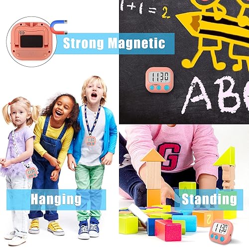 Miniatura 4 de Paquete de 12 temporizadores digitales de cocina para cocinar temporizador magnético para cocinar alarma fuerte rosa Rosado