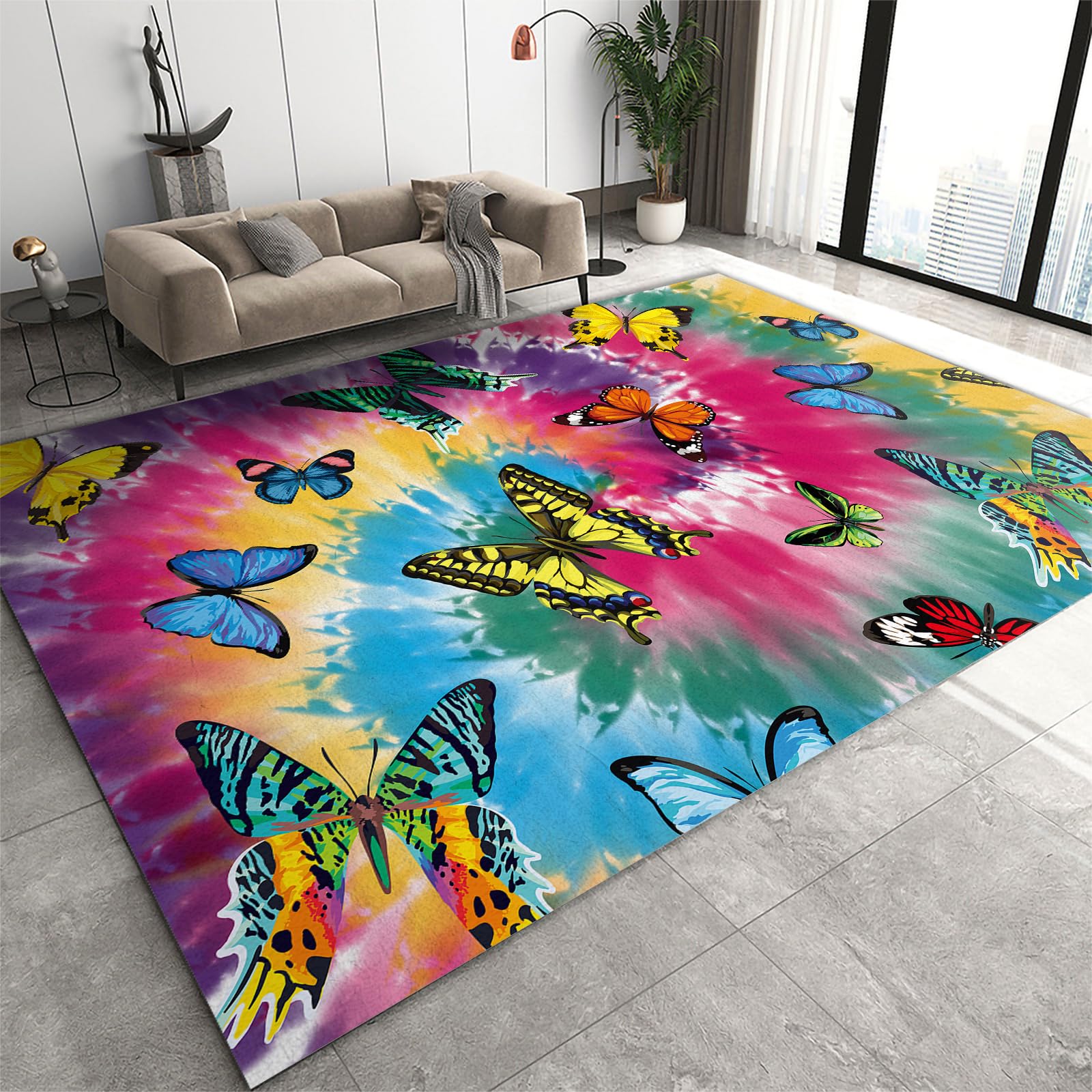 Area Rug 160x230cm Colorful Kids Room Rug, Aesthetic Bedroom Accent Rug, Artistic Rugs, Kid and Pet-Friendly Rug Machine Washable Non Slip Low Pile Non Shedding for High-Traffic Hardwood Floors