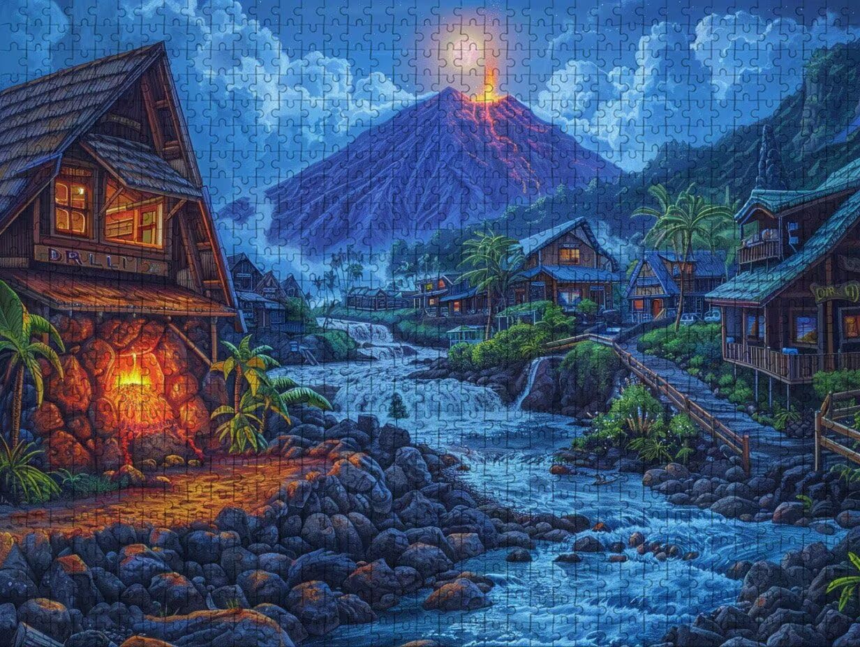 Puzzle 2000 elementów dla dorosłych domek, drewniane puzzle, 99 x 70 cm, dla mężczyzn kobiet starszych seniorów, części ściśle do siebie pasują, dekompresja, dekoracja ścienna, prezenty dla dziewcząt
