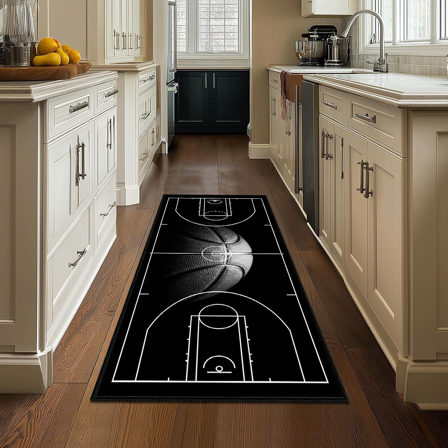 Basketball Rug for Bedroom Rugs Runner 2x5 Bathroom Rug Ultra-Thin Throw Carpet Washable Kitchen Rugs Sports Hallway Runners Basketball Court Non Slip Floor Accent Carpet for Entryway,Entry,Laundry