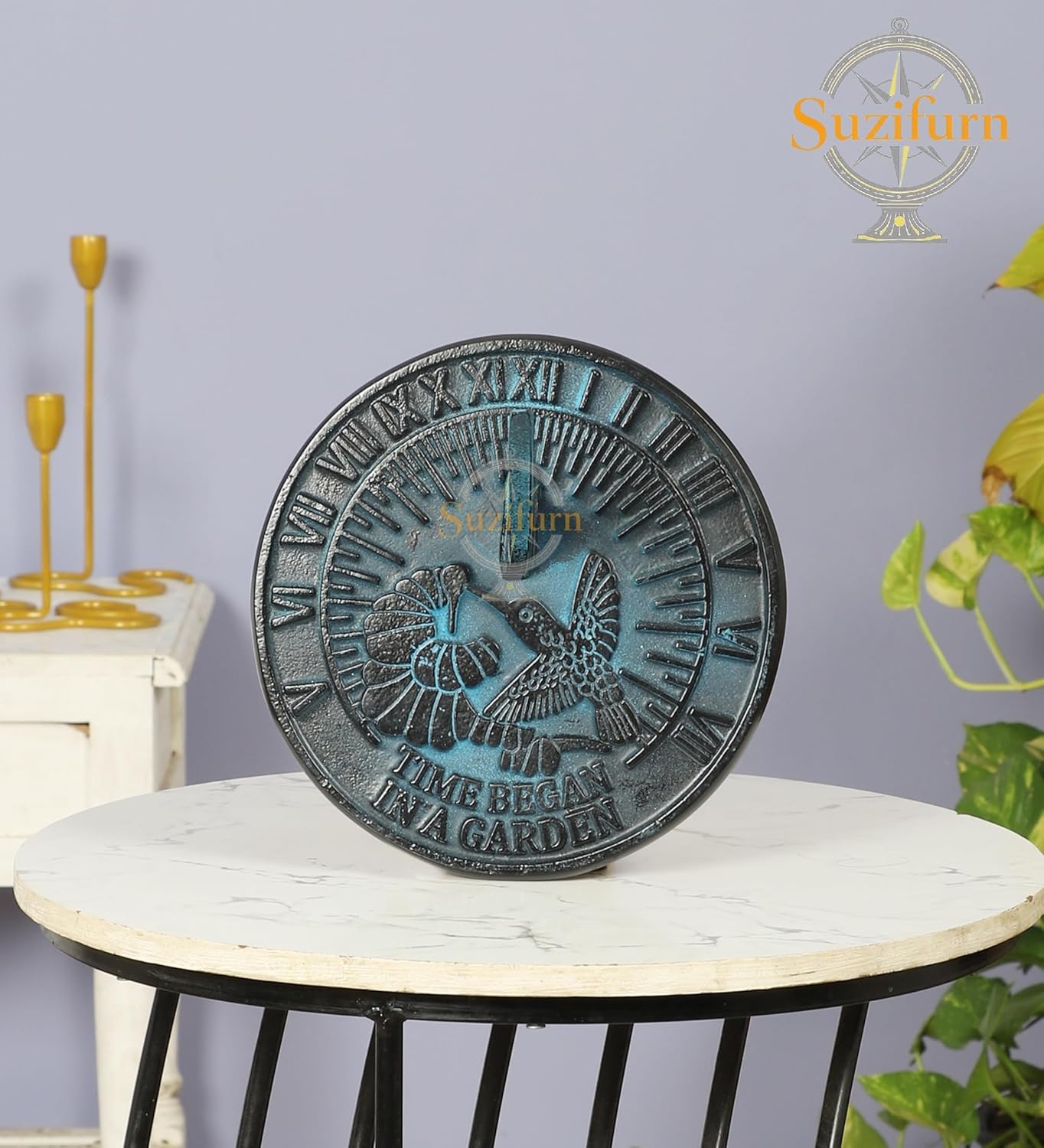 Hummingbird Sundial, Cast Iron with Verdigris Finish