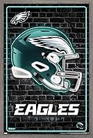 Vista 1 de Trends International NFL Philadelphia Eagles - Póster de pared con casco neón 23, 34 pulgadas de largo x 22.4 pulgadas, versión enmarcada de madera