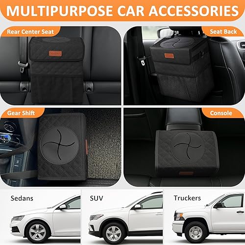 Vista 102 de Bote de basura para automóvil de 3 galones con tapa, bolsa de basura para automóvil, impermeable, a prueba de fugas, color negro floral