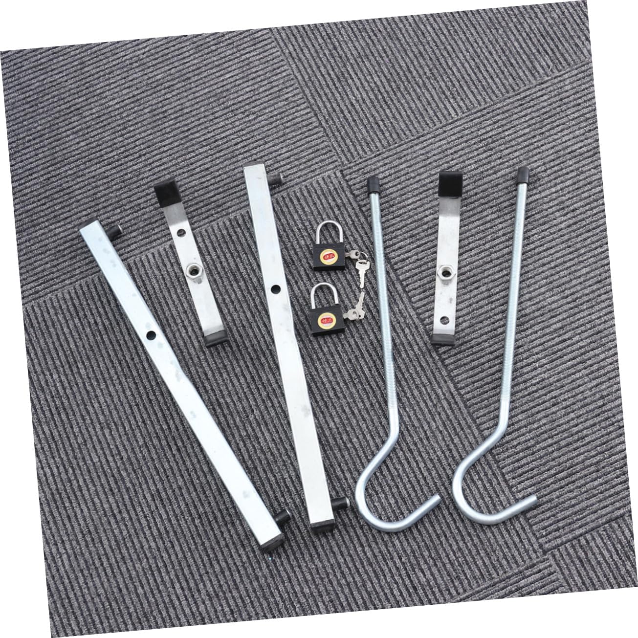 Mobestech Heavy Duty Hook Ladder Clamp Set for Car Roof Carrier Silver Locking Roof Carrier for Secure Ladder Transport