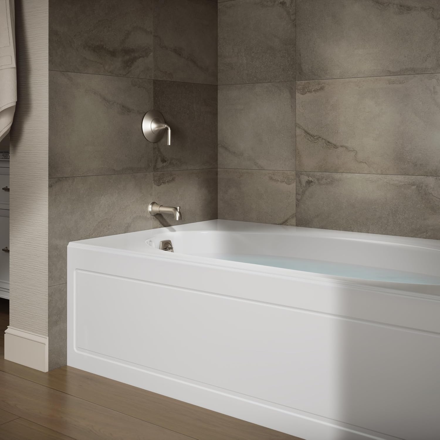 KOHLER K-1115-LA-0 Windward 72-Inch x 42-Inch Alcove Bath with integral apron and left hand drain, White