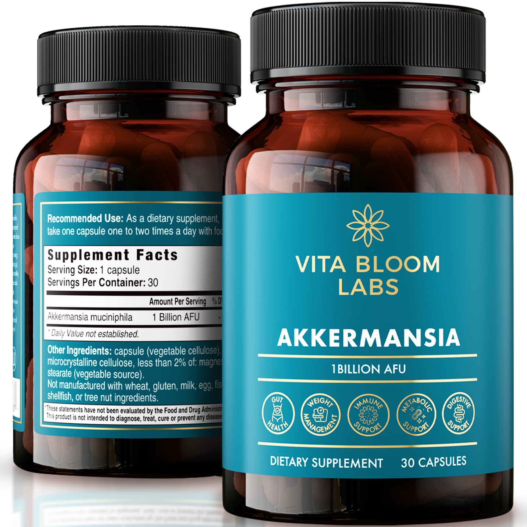 Akkermansia Probiotic Supplement - Promotes Digestive Comfort, Gut Lining & Microbiome Support - GLP-1 & Metabolic Wellness - Active Strain, 1 Billion AFUs - 30