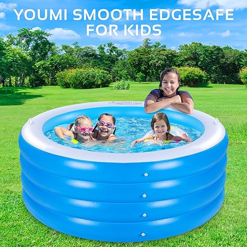 Miniatura 5 de Piscina inflable, piscina inflable redonda grande de 70 x 30 pulgadas con asas, piscina familiar, fiesta acuática de verano, al aire libre, patio