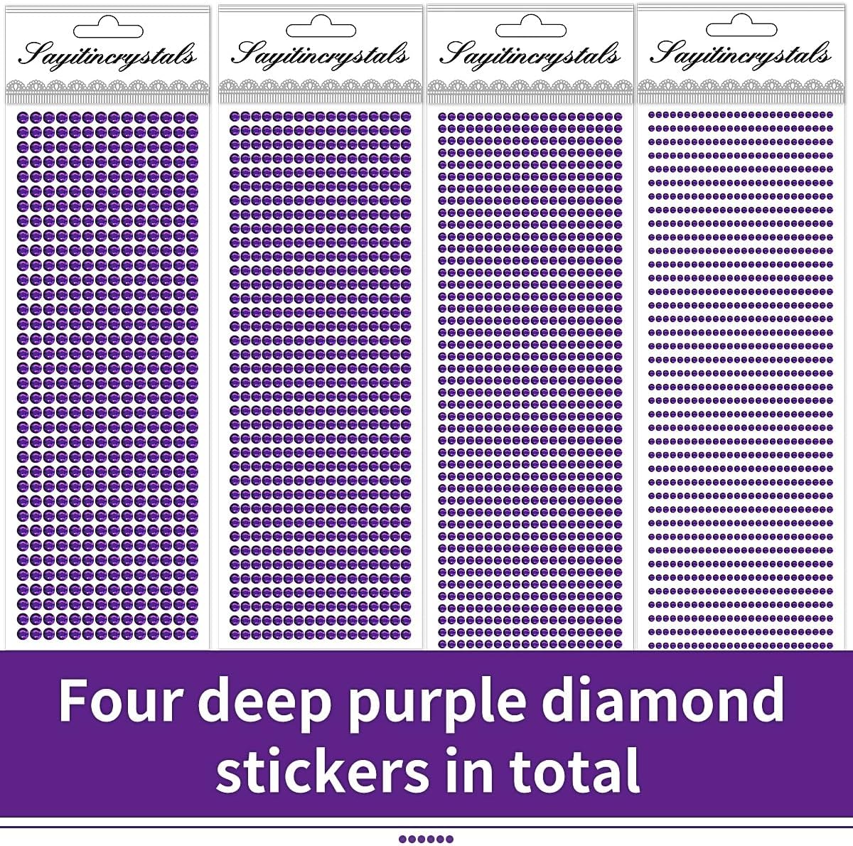 3090pcs Gem Stickers Jewels for Crafts - Self Adhesive Rhinestone Jewel Stickers, Stick on Gems Rhinestones for Crafts, Acrylic Bling Round Stickers, Craft Supplies for Kids 4Sheets 4Sizes Darkpurple - Image 3