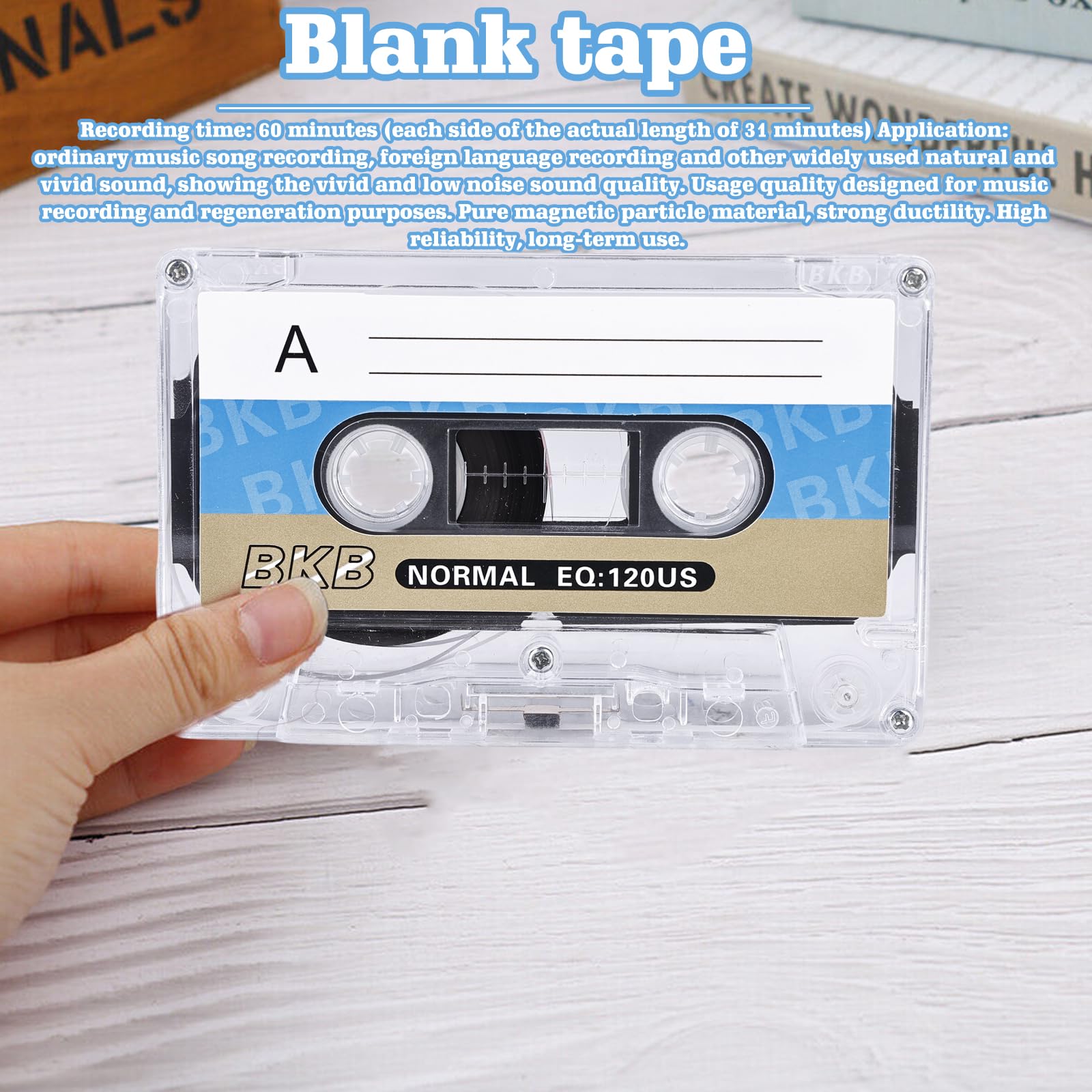 HOMURY Confezione da 10 cassette audio vuote: cassette audio a basso rumore, cassetta musicale da 60 minuti, custodia in plastica trasparente per conferenze, seminari, registrazioni quotidiane