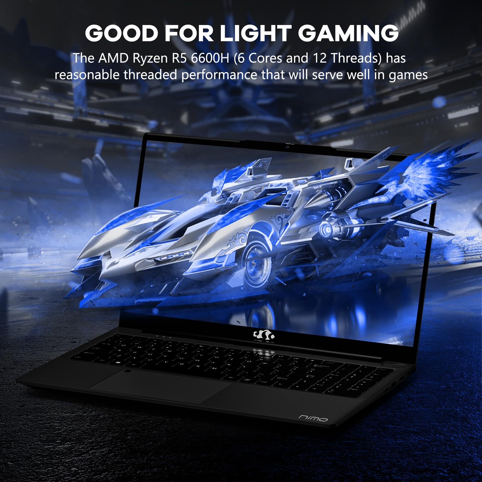 NIMO 15.6" IPS FHD-Gaming-Laptop,AMD Ryzen 5 6600H 6 Cores 32GB DDR5 RAM 1TB SSD (Beat i7-1165G7, Up to 4.5GHz) AMD Radeon 660M GPU-Computer with 100W Type-C Charger Backlit Keyboard Win 11