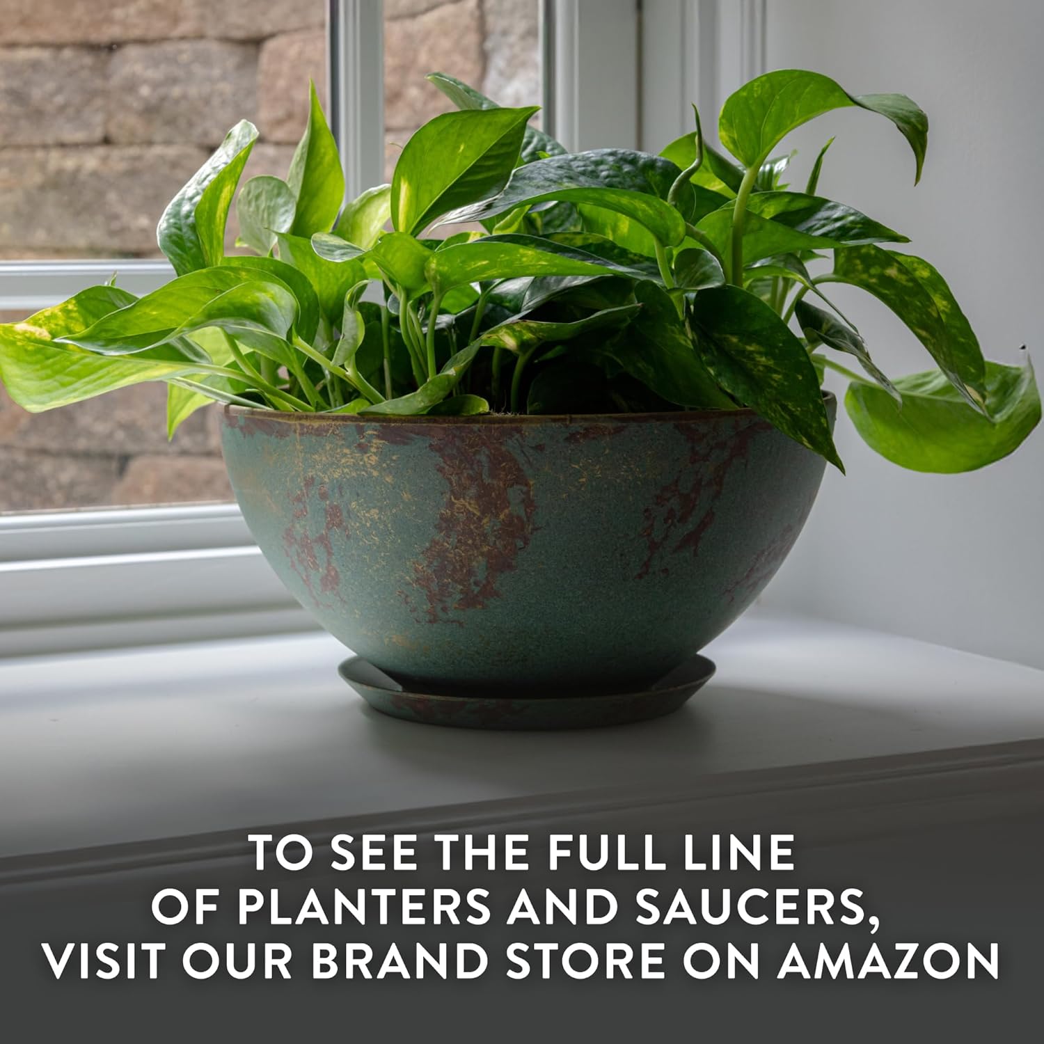 Indigo Speckle Resin 10" Oval Indoor/Outdoor Planter with Drainage