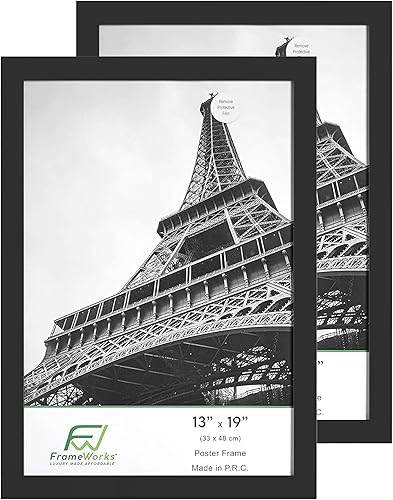Vista 178 de FrameWorks Marco para póster de madera de 18 x 24 pulgadas, marcos clásicos de color negro mate con vidrio acrílico inastillable, fotos, pósters