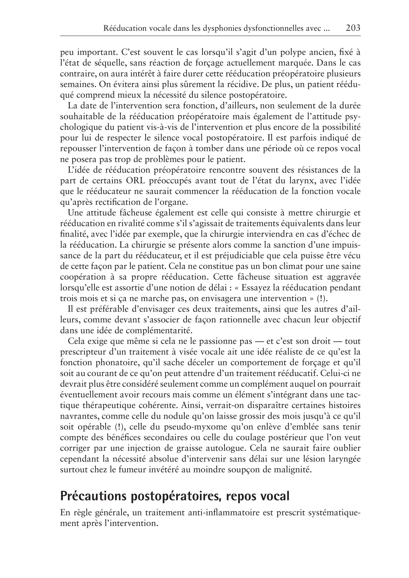 Traitement rééducatif des troubles vocaux