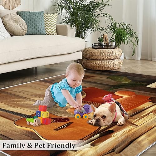 Miniatura 19 de Alfombra de instrumentos musicales – Alfombras de 4 x 5 pies para sala de estar, alfombra de área musical, alfombra de área musical, alfombra