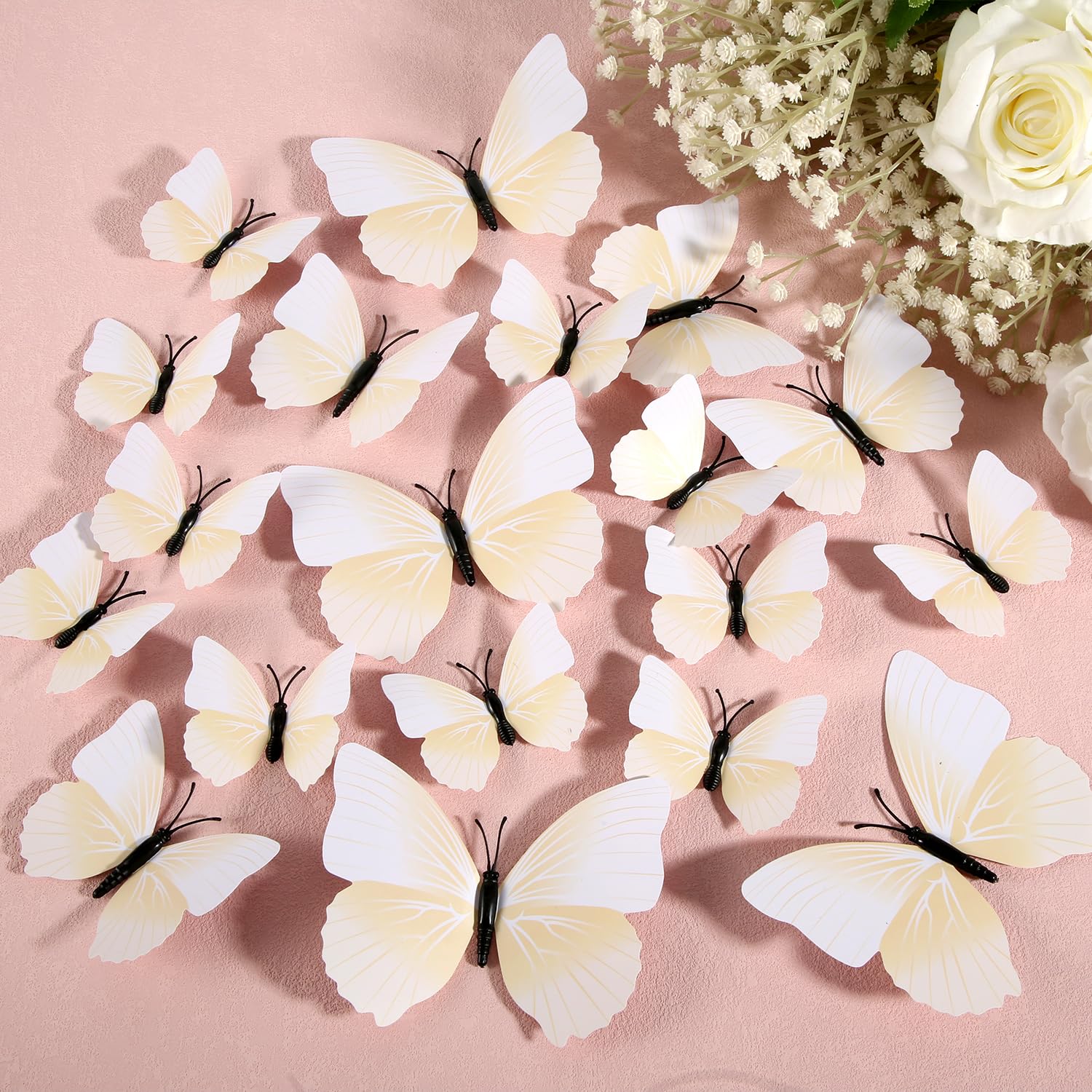 24 Farfalle Magnetiche 3D - Decorazione Arancione Per Frigorifero E Pareti - Foto 8