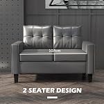 HOMCOM 51" PU Leather Loveseat, Upholstered Double Sofa Couch with Armrests, Tufted Backrest, Pocket Spring and Sponge Padded Cushion for Living Room, Bedroom, Home Office, Grey