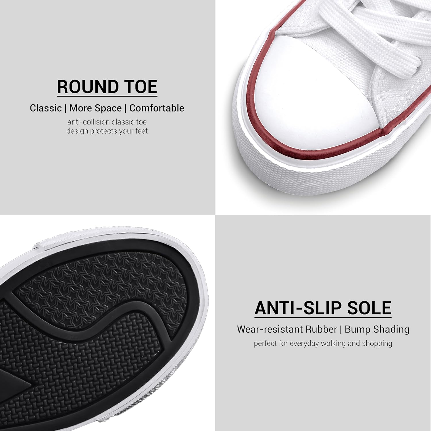 Platform Sneakers for Women 2 Inches Height Boost Hidden Wedge Sneakers, Height Increase Canvas Heel Sneakers Fashion White Sneakers for Women and Girls - Image 9