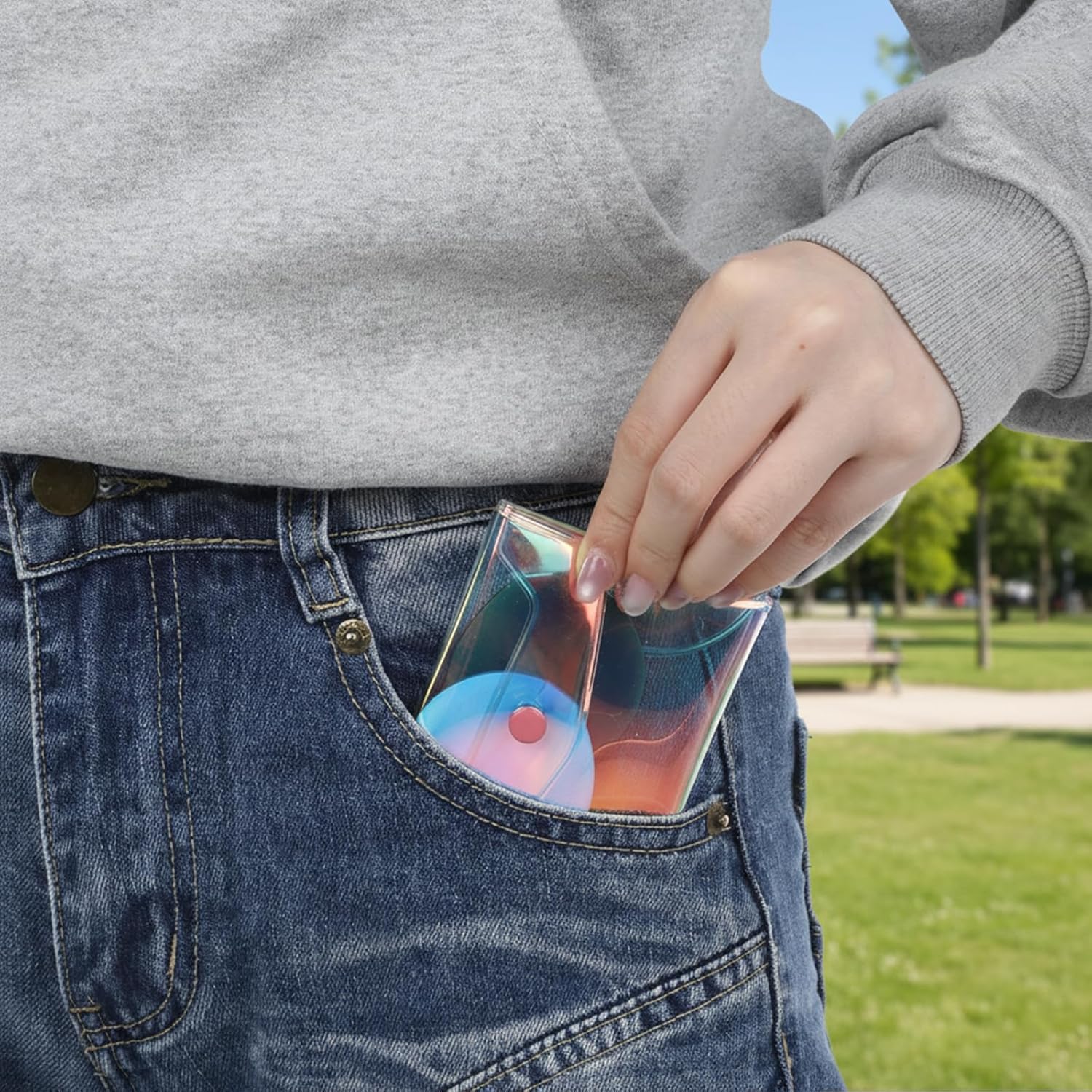 3 Pcs Holographic Makeup Bag, Iridescent Clear Coin Purse Waterproof Small Cosmetic Bag Portable Pencil Pouch Envelop Storage Bags Organizer for Women Girls (2 Size) - Image 7