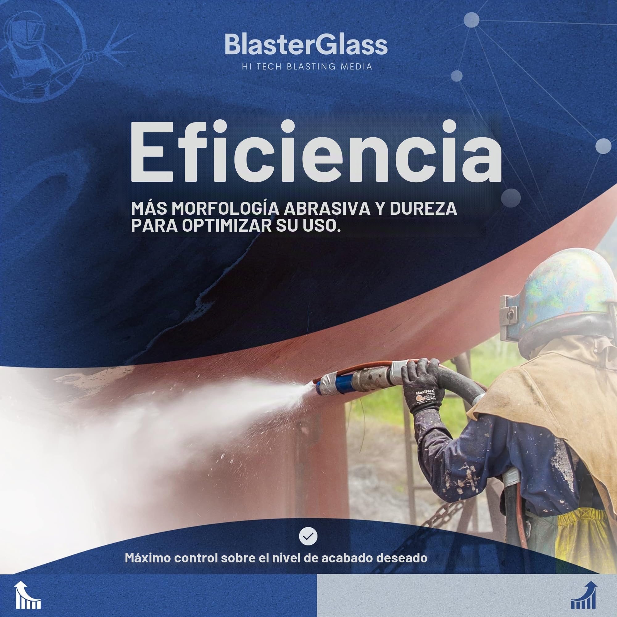 BlasterGlass Hi-Tech Arena de Vidrio Abrasivo Reutilizable para Limpieza por Chorro a Presión, Alta Compatibilidad para Sistemas de Arenado y Chorreo - Saco 10kg…