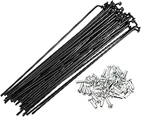 Vista 16 de X AUTOHAUX 40 piezas 14G J Bend 0.079 in bicicleta radios con pezones acero negro