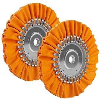 2PCS 8" Airway Buffing Wheel with 5/8" Arbor Flange-Free Hub,Orange Buffing Wheels for Angle Grinder, All-Purpose Polishing Wheels for Aluminum Wheels Stainless Steel and Metal Finishing