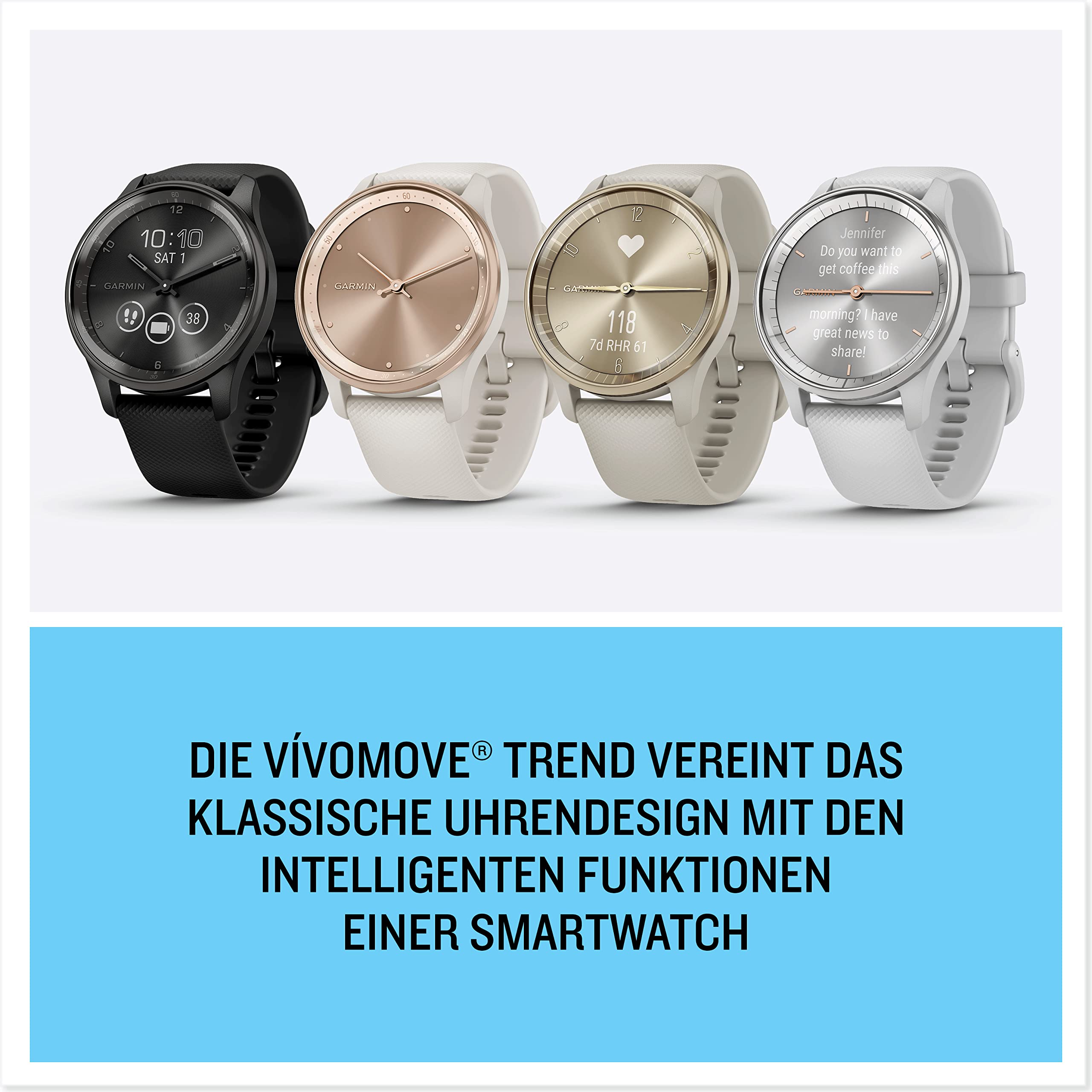 Garmin vívomove Trend – Hybrid-Smartwatch mit analogen Zeigern und Touchdisplay – Bild 8