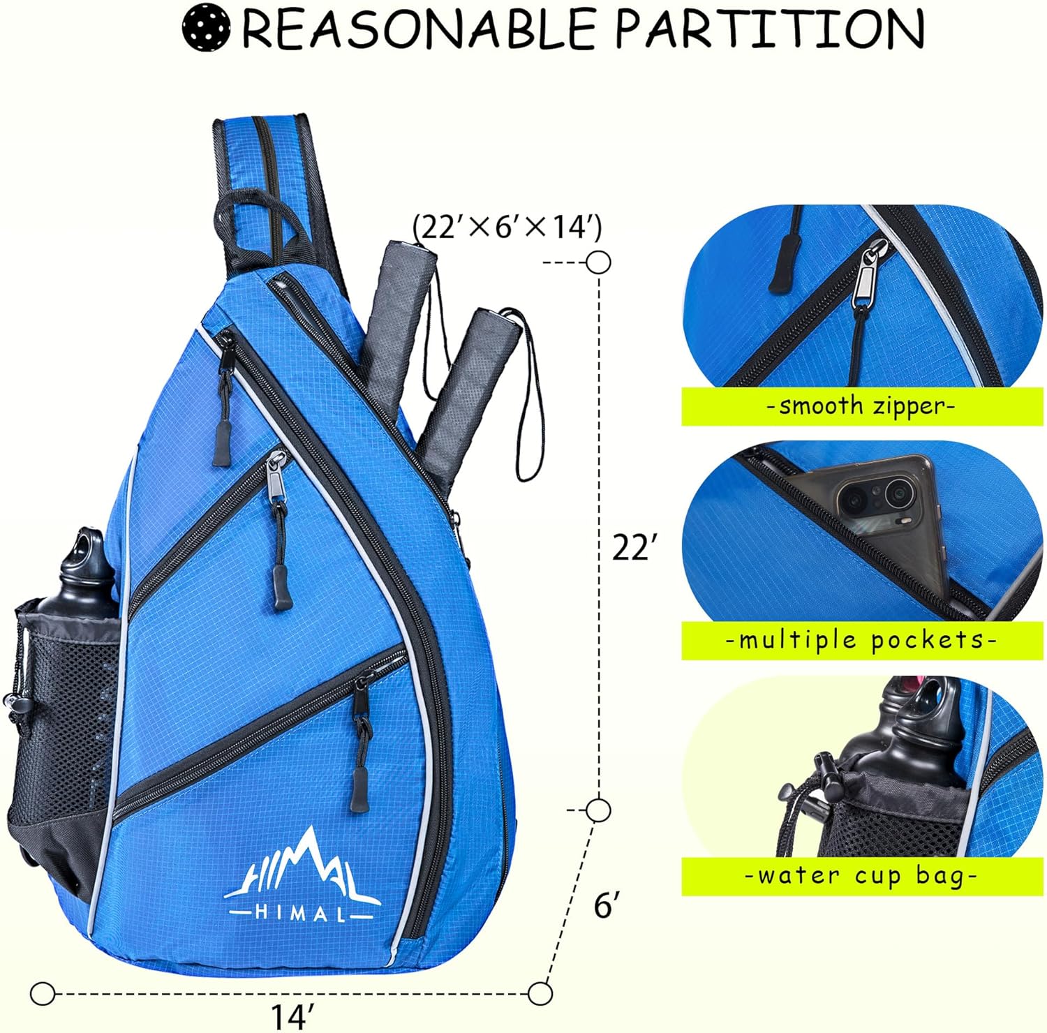 Himal Pickleball Bag Adjustable, Pickleball Backpack with Water Bottle Holder for Men and Women - Image 3