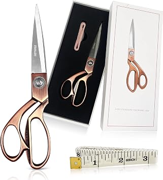BOCHIKNOT Fabric Scissors Professional 8" - Sharp Scissors Rose Gold - Tailor Scissors - Rose Gold Scissors for Office - Ribbon Cutting Scissors Shears - Aesthetic Scissors for Arts, Craft, Sewing