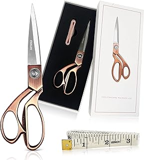 BOCHIKNOT Fabric Scissors Professional 8" - Sharp Scissors Rose Gold - Tailor Scissors - Rose Gold Scissors for Office - Ribbon Cutting Scissors Shears - Aesthetic Scissors for Arts, Craft, & Sewing