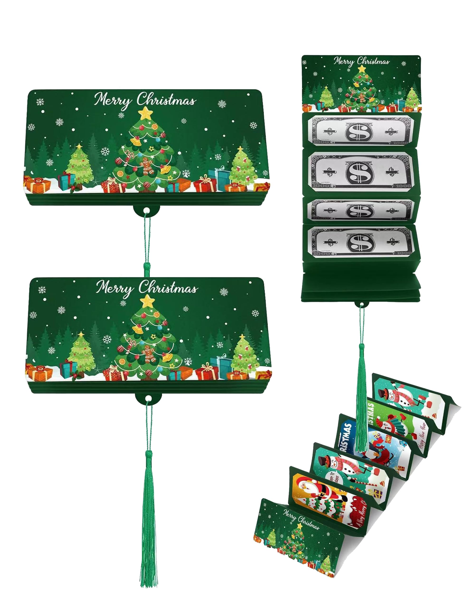 Christmas Money Wallets for Cash, Money Wallet, Money Cards for Cash, with 10 Card Slots，Christmas Money Holders Holiday Party Favors (Christmas Green)