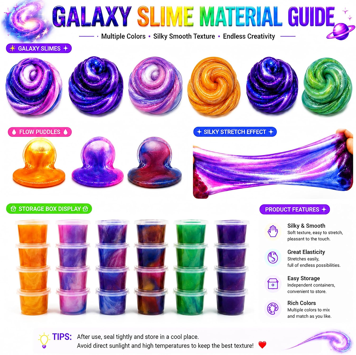 115 Packs Galaxy Slime, Party Favor for Kids Girls & Boys, Adults, Stress & Anxiety Relief,Non Sticky,Super Soft Sludge Toy,for Kids Birthday Gifts,Easter Basket Stuffers
