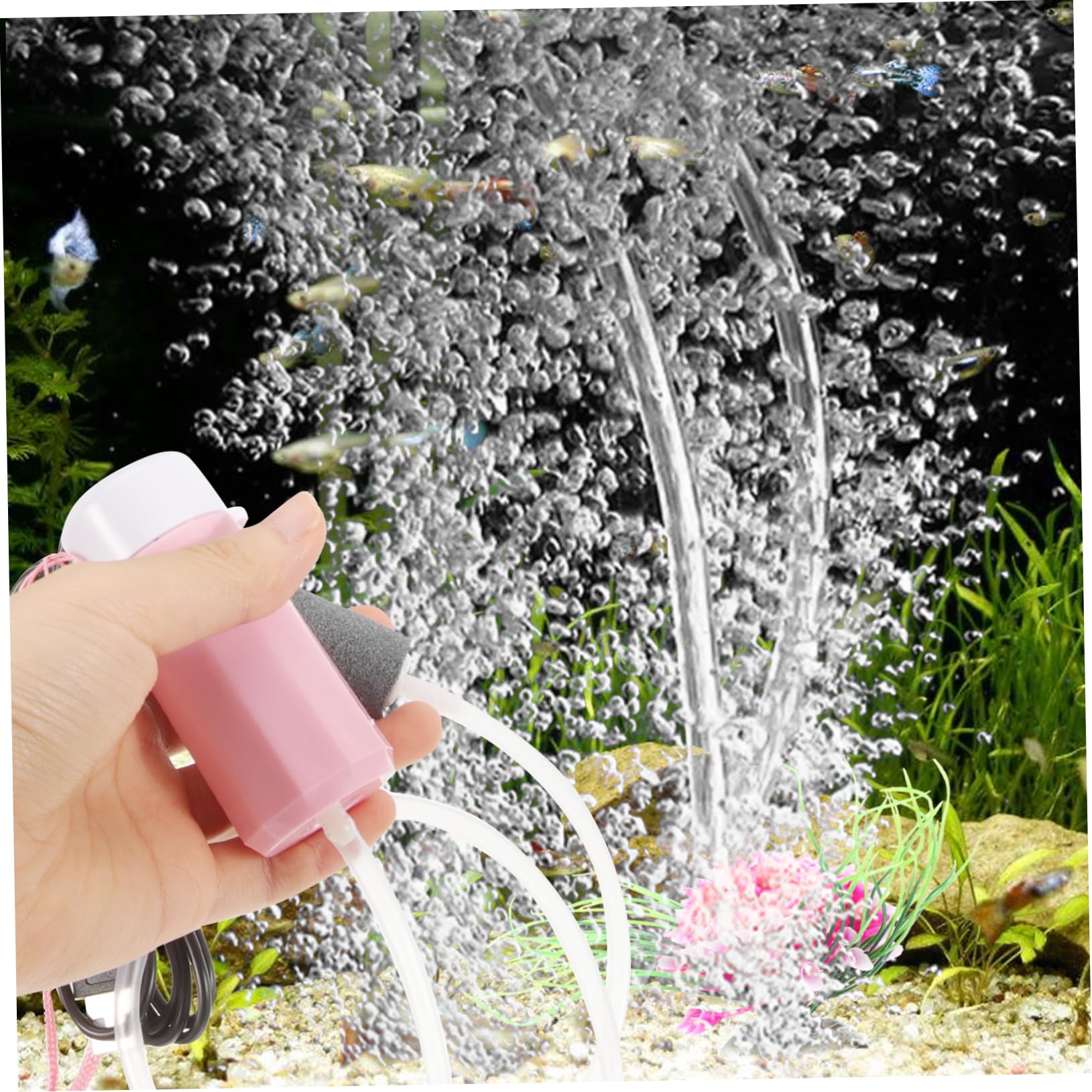 BESPORTBLE Bomba de oxigeno USB compresor de aerógrafo Piscina Bomba de Agua de Acuario inflador Air Pump Aquarium Bomba de Aire USB Bomba de oxigeno portatil de Burbujas AbS Rosa