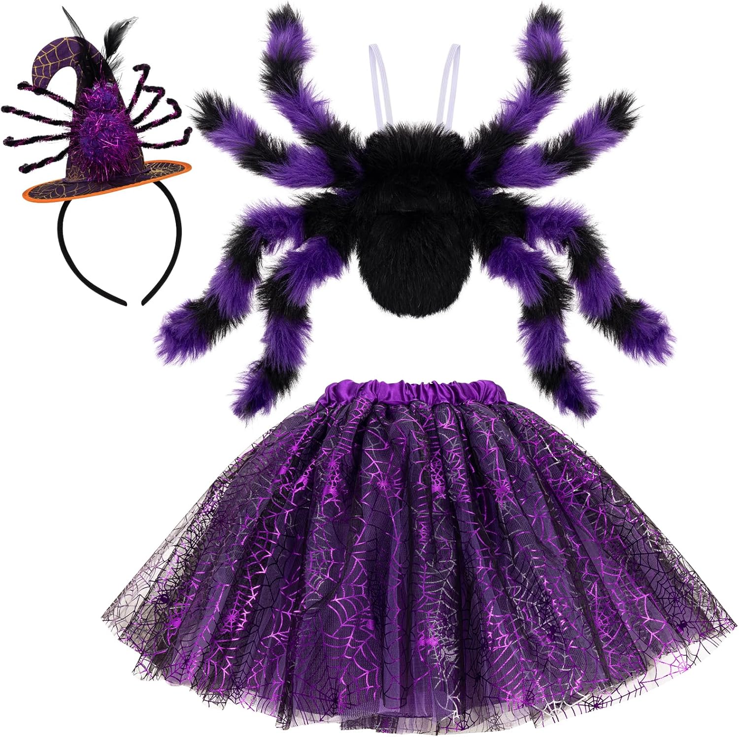 Hifot Costume Araignée Enfant Fille,Araignée Jupe Tutu avec Bandeau