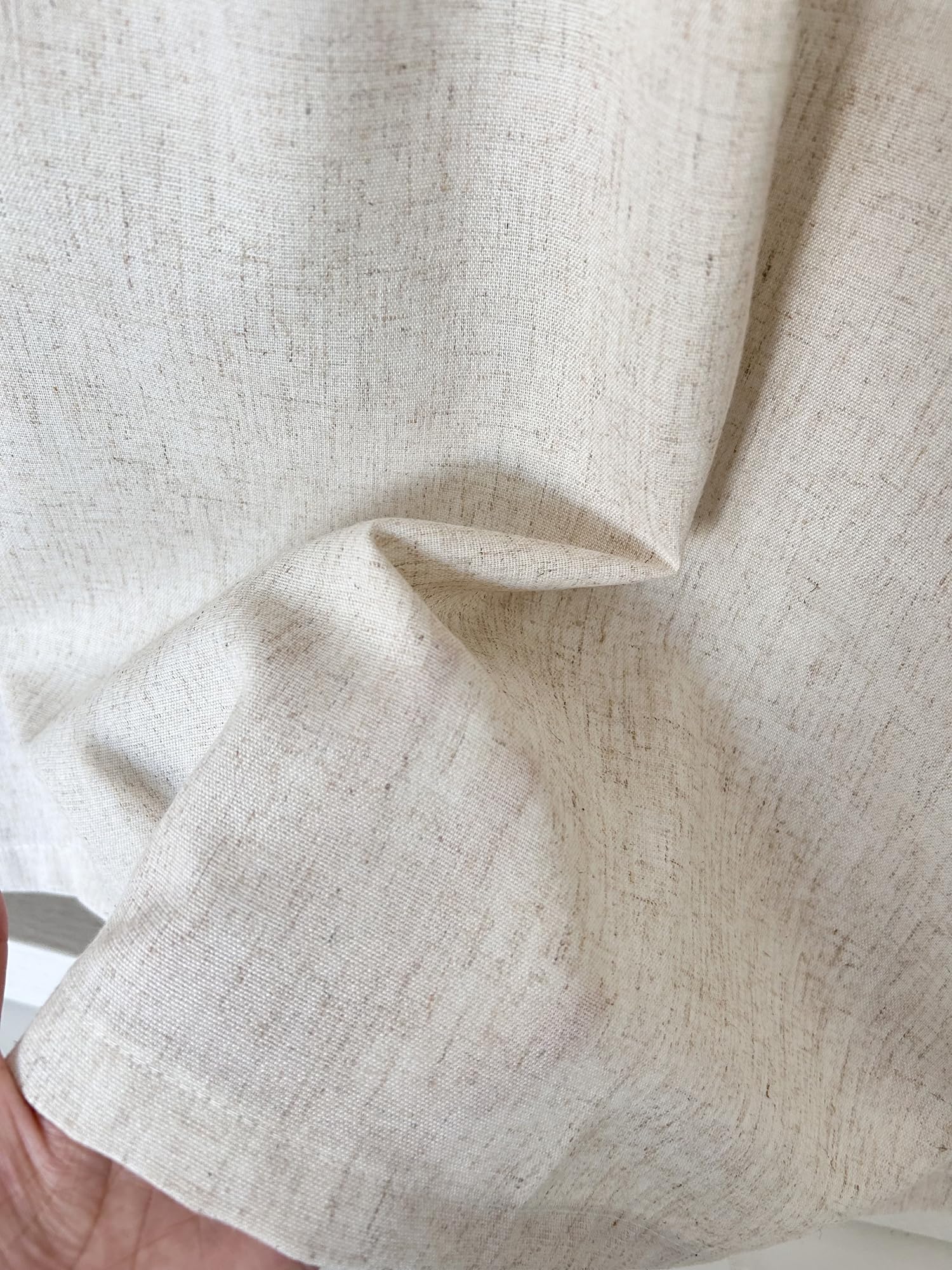 Rideaux de cuisine opaques à motifs courts pour fenêtre avec œillets - Look moderne - Texture en imitation lin - Rideau de bistro - Uni (LxH 100x90 cm) - 1 pièce