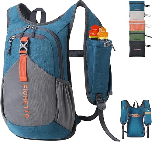 Miniatura 19 de FIORETTO Mochila de senderismo de 15L para mujeres y hombres, mochila mini plegable, ligera, pequeña mochila de día para camping, viaje, al aire