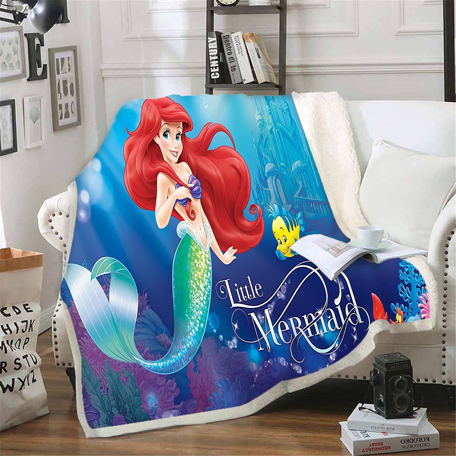 Ddonvg Princess Cuddly Blanket Mermaid Ariel Fleece Blanket